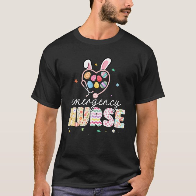 Emergency Bunny Nurse Easter Eggs Stethoscope RN N T Shirt (Framsida)