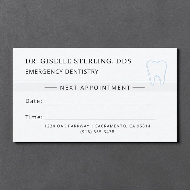 Emergency Dentistry Dentist Tooth Appointment Card Visitkort (Skapare uppladdad)