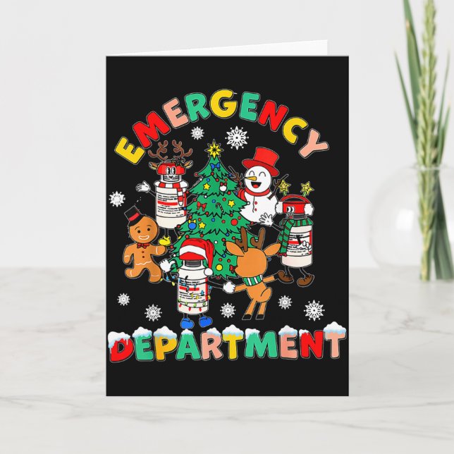 Emergency Department Christmas Santa Er Crew Nurse Kort (Framsida)