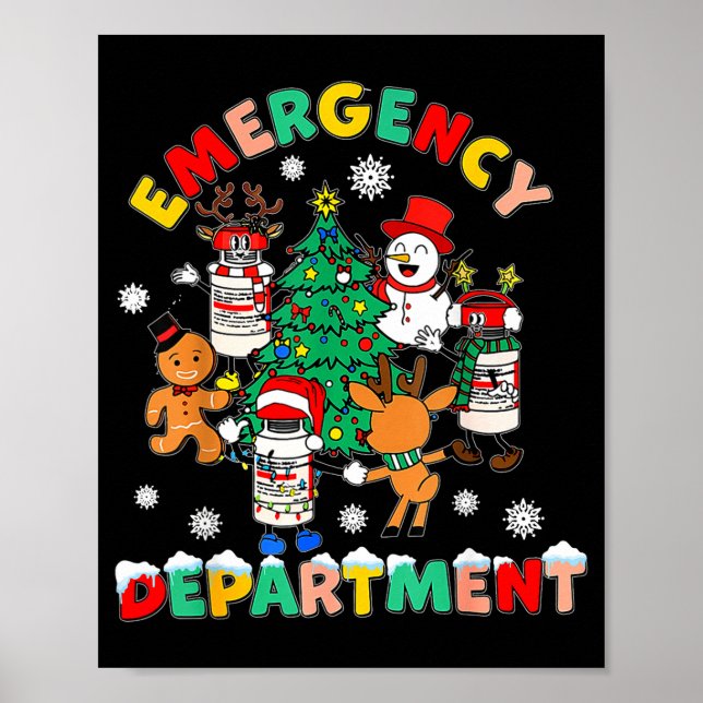 Emergency Department Christmas Santa Er Crew Nurse Poster (Framsidan)