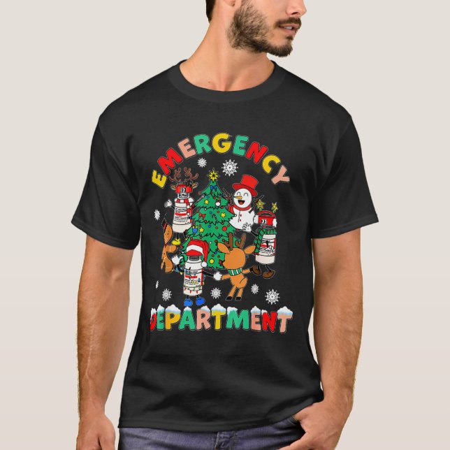 Emergency Department Christmas Santa Er Crew Nurse T Shirt (Framsida)