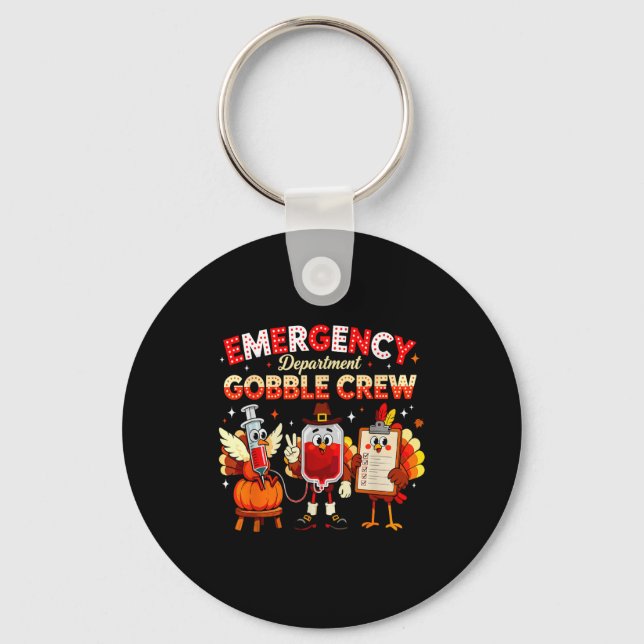 Emergency Department Gobble Crew Thanksgiving Nurs Nyckelring (Framsida)
