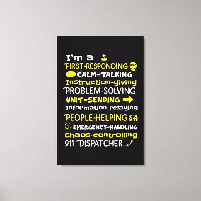 Emergency Dispatcher - Thin Yellow Line Dispatcher Canvastryck (Framsida)