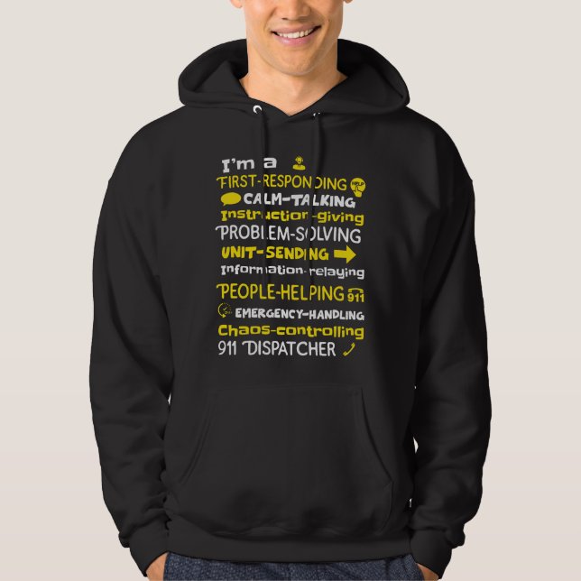 Emergency Dispatcher - Thin Yellow Line Dispatcher Hoodie (Framsida)