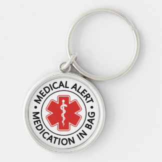 Emergency Medical Alert First Aid Medical Bag Rund Silverfärgad Nyckelring