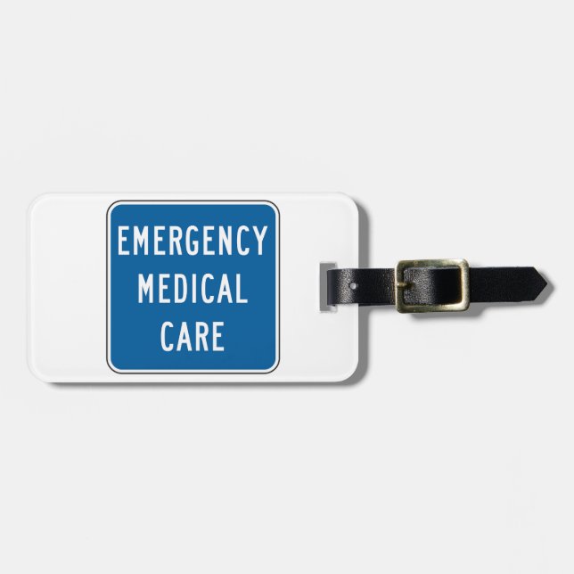 Emergency Medical Care Road Sign Bagagebricka (Horisontell Framsida)