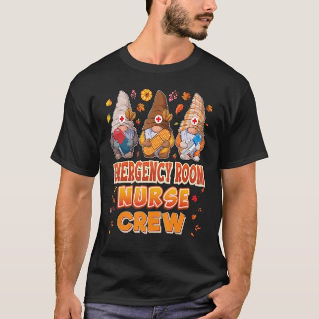 Emergency Room Nurse Crew Gnomes Thanksgiving Grat T Shirt (Framsida)