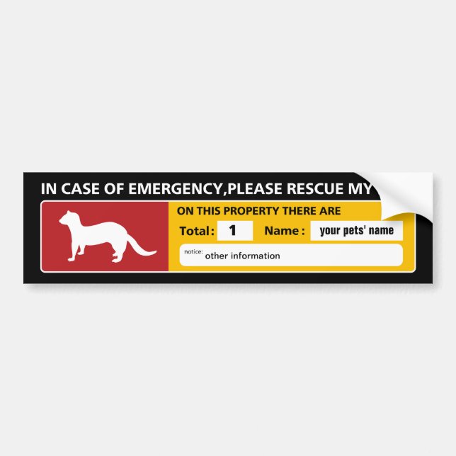 Emergency Sticker (ferret) Bildekal (Framsidan)