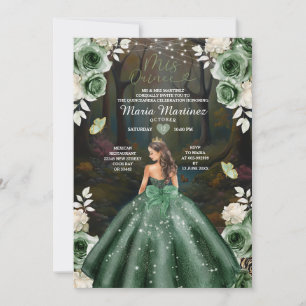 Emerlad Grönt Princess Castle Forest Mis Quince Inbjudningar