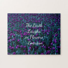 Emerson-citat i lila tulip blomsterträdgård pussel