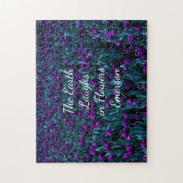 Emerson-citat i lila tulip blomsterträdgård pussel