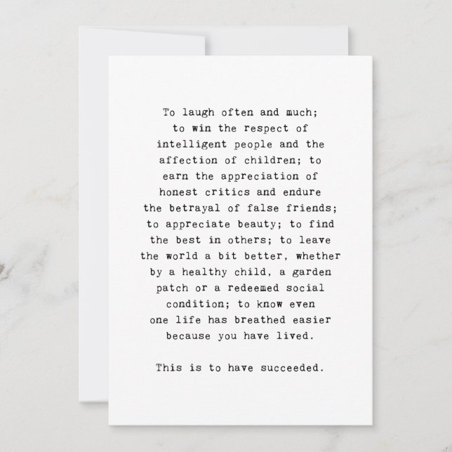 Emerson inspirationstal om framgång tack kort (Framsida)