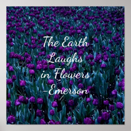 Emerson-inspirationstecken i lila tulip-blomman poster