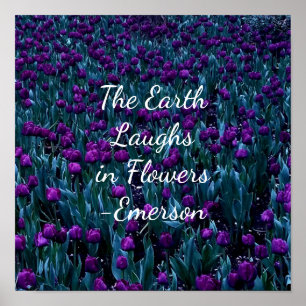 Emerson-inspirationstecken i lila tulip-blomman poster