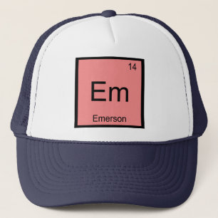 Emerson Namn kemi Inslag Periodic Bord Truckerkeps