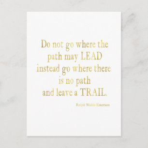 Emerson Quote Guld Faux Glitter inspirationational Vykort