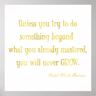 Emerson Quote Guld Faux Glitter Metallic Sequins Poster