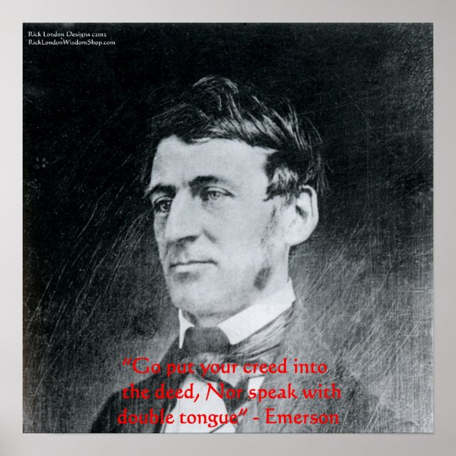 Emerson "Tro Kre i Gärning" Visdomsaffisch Poster (Framsidan)
