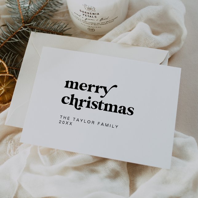 EMERY Black Easy Retro Roligt Enkel God jul Julkort (EMERY Black Easy Retro Fun Simple Merry Christmas Holiday Card)