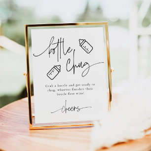 EMERY Flaska Chug Beer Baby Shower Game Poster