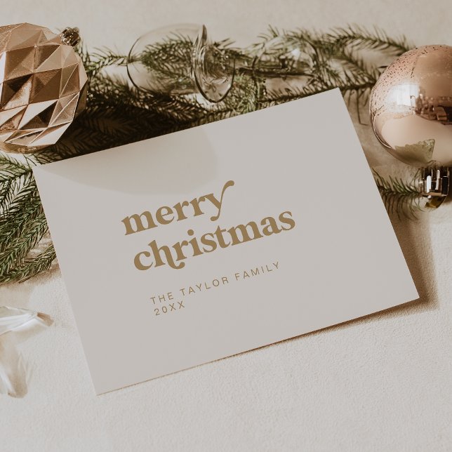 EMERY Guld Easy Retro Roligt Simple God jul Julkort (EMERY Gold Easy Retro Fun Simple Merry Christmas Holiday Card)