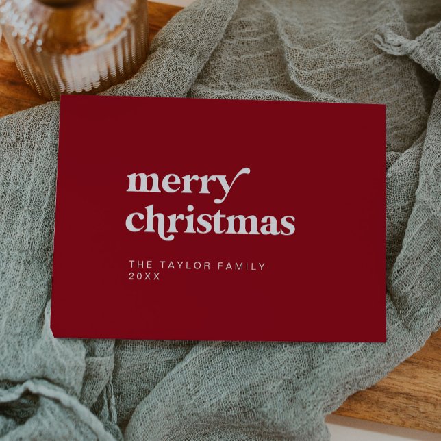EMERY Red Easy Retro Roligt Enkel God jul Julkort (EMERY Red Easy Retro Fun Simple Merry Christmas Holiday Card)