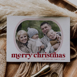 EMERY Red Rosa Family Photo Simple God jul Julkort