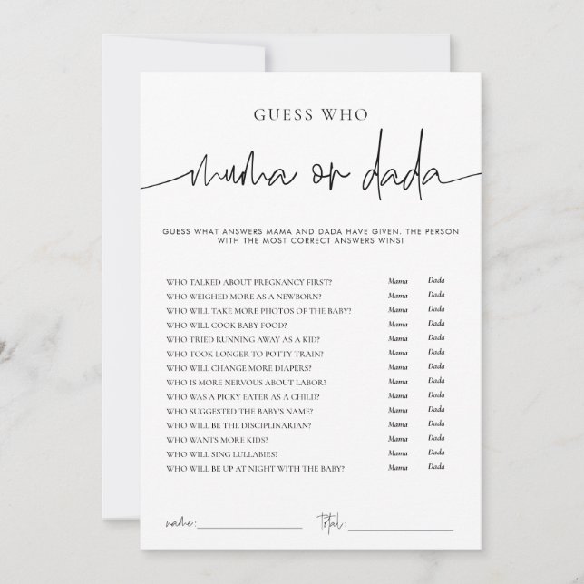 EMERY Whimsi Mamma eller Pappa Bebis Badrumsfest S Inbjudningar (Framsida)