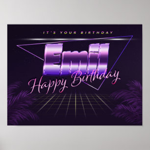 Emil Namn Vorname lila retro Poster Geburtstag