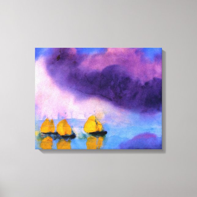 Emil Nolde - Hav med violetta moln och segelbåtar Canvastryck (Framsida)