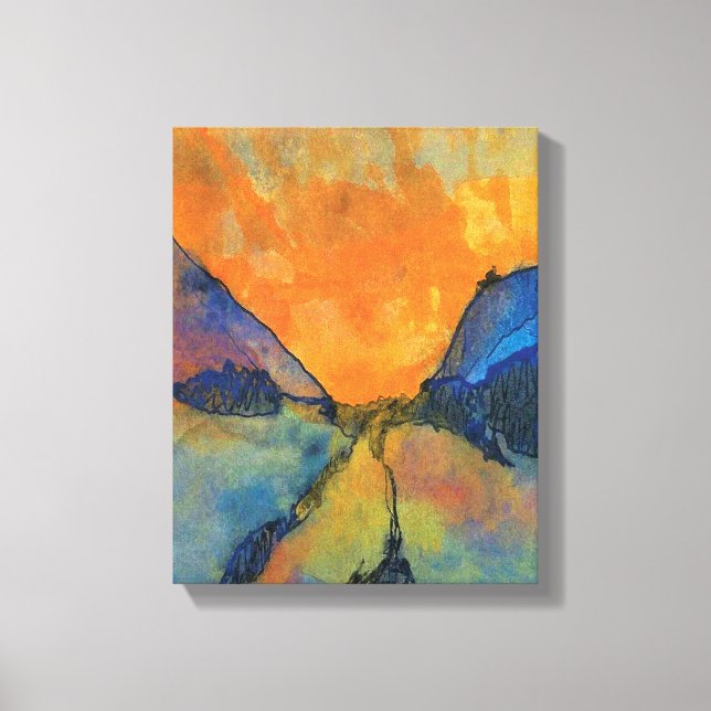 Emil Nolde Mountain Landscape Valley med solnedgån Canvastryck (Framsida)