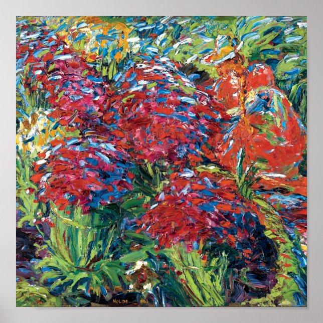 Emil Nolde Röda Blommor Expressionism Finkonst Poster (Framsidan)