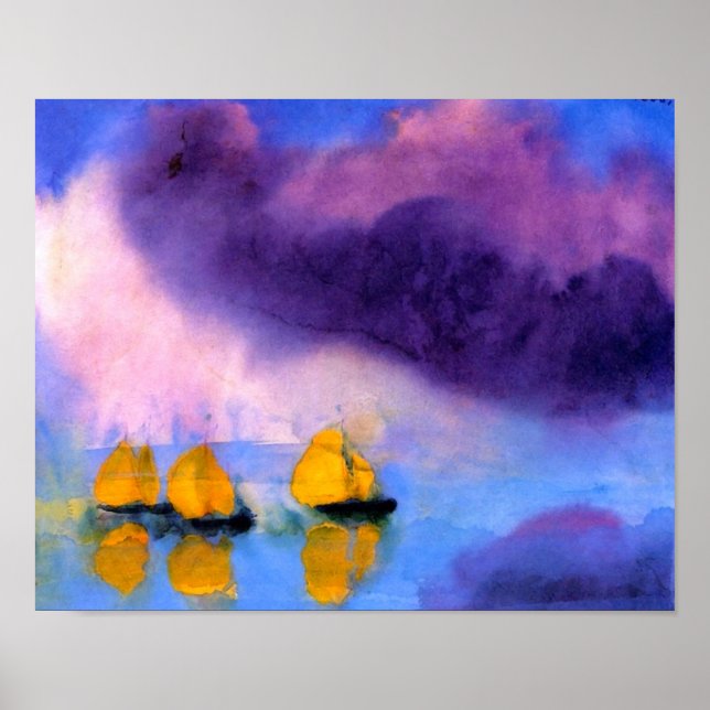 Emil Nolde - Sea with Violet Clouds and Sailcraft Poster (Framsidan)