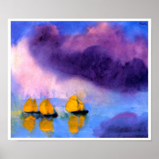 Emil Nolde - Sea with Violet Clouds and Sailcraft Poster