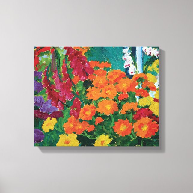 Emil Nolde - Trädgård med blommor Fint konsttryck Canvastryck (Framsida)