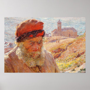 Emile Claus - Ampelio, gamle fiskare i Bordighera Poster
