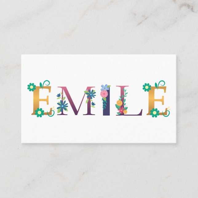 EMILE First Namn Elegant Embroired Visitkort (Framsida)