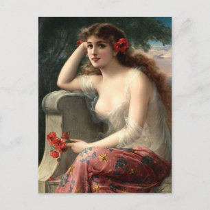 Emile Vernon Girl med ett poppy Postcard Vykort