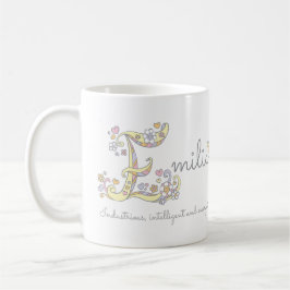 Emilia brev E namn: monogram mugg
