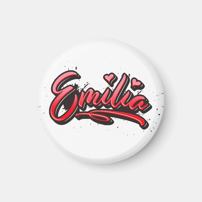 Emilia Heart Splash Graffiti Magnet (Framsidan)