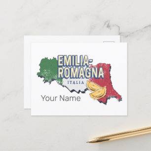 Emilia Romagna Flagga Italien Retro Region Karta V Helg Vykort