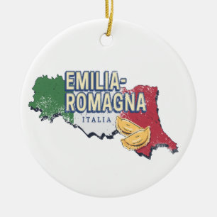 Emilia Romagna Flagga Italien Retro Region Karta V Julgransprydnad Keramik