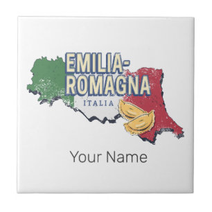 Emilia Romagna Flagga Italien Retro Region Karta V Kakelplatta