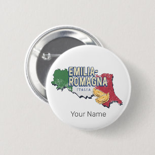 Emilia Romagna Flagga Italien Retro Region Karta V Knapp