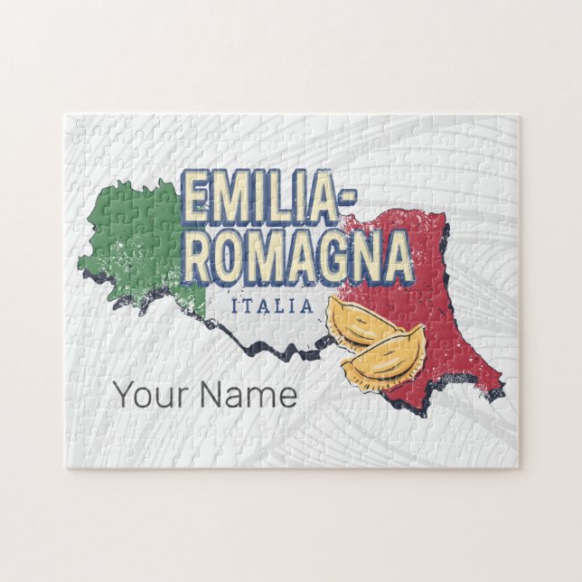 Emilia Romagna Flagga Italien Retro Region Karta V Pussel (Horisontell)