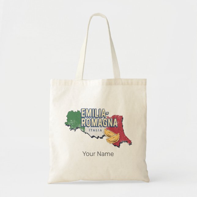 Emilia Romagna Flagga Italien Retro Region Karta V Tygkasse (Framsidan)