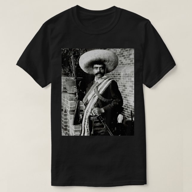 Emiliano Zapata Mexico Berömd Ansikte @ Porträtt T Shirt (Design framsida)