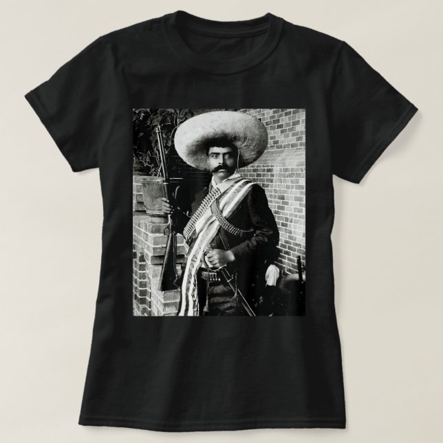 Emiliano Zapata Mexico Berömd Ansikte @ Porträtt T Shirt (Design framsida)