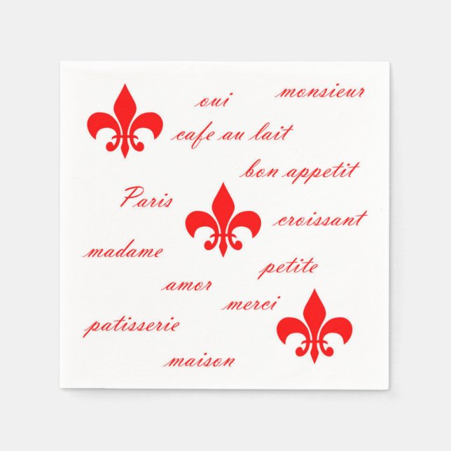 Emilion Papper Napkins Red on White Pappersservett (Framsidan)