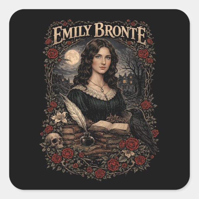 Emily Brontë Fyrkantigt Klistermärke (Framsida)